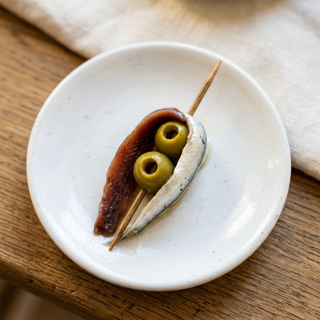 Gilda El Matrimonio — Anchoa, boquerón y aceituna. La unión perfecta — del mar y del barril.